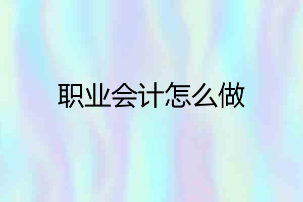 职业会计怎么做