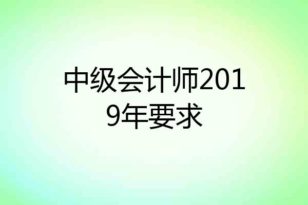 中级会计师2019年要求