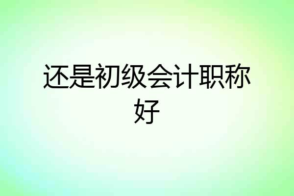还是初级会计职称好
