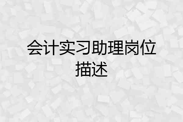 会计实习助理岗位描述