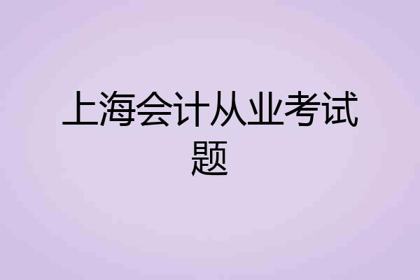 上海会计从业考试题