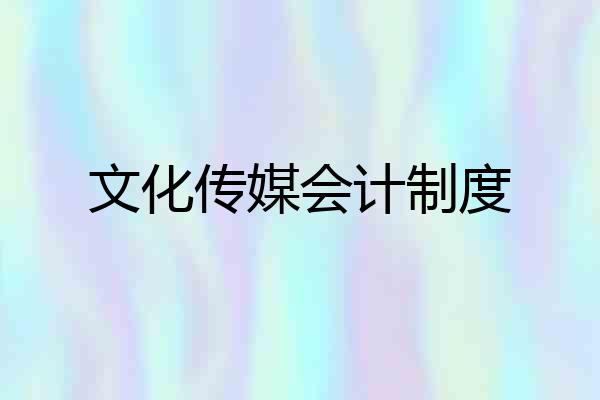 文化传媒会计制度