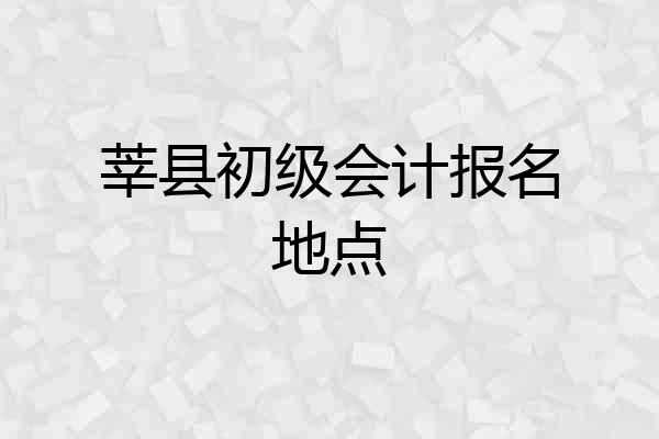 莘县初级会计报名地点