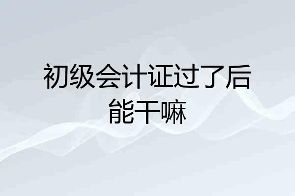 初级会计证过了后能干嘛