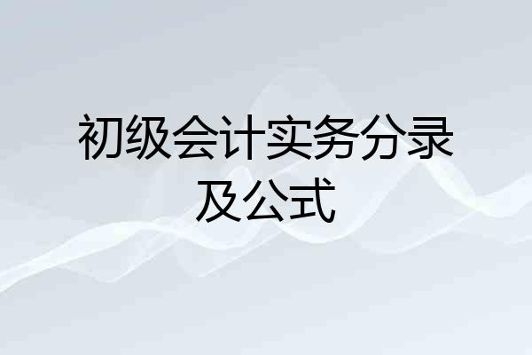 初级会计实务分录及公式