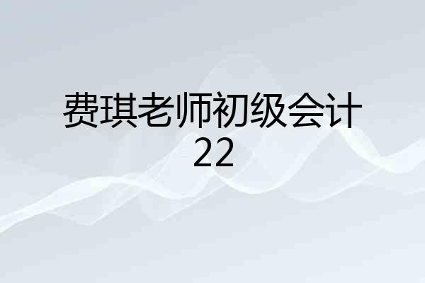费琪老师初级会计22