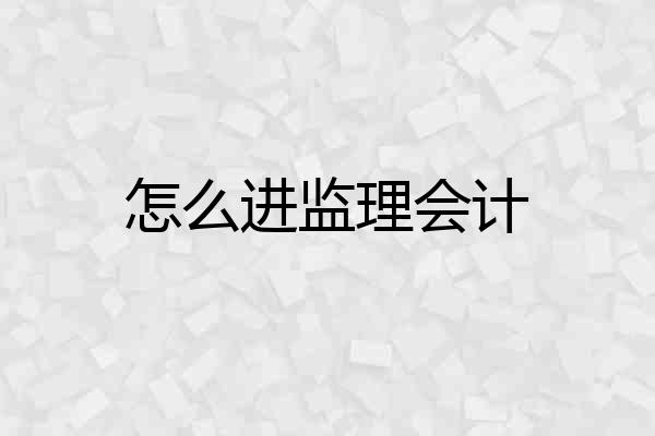怎么进监理会计