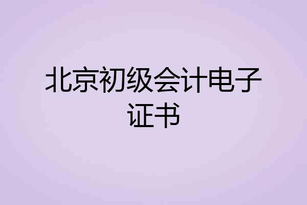 北京初级会计电子证书