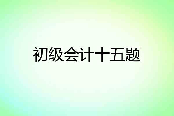 初级会计十五题