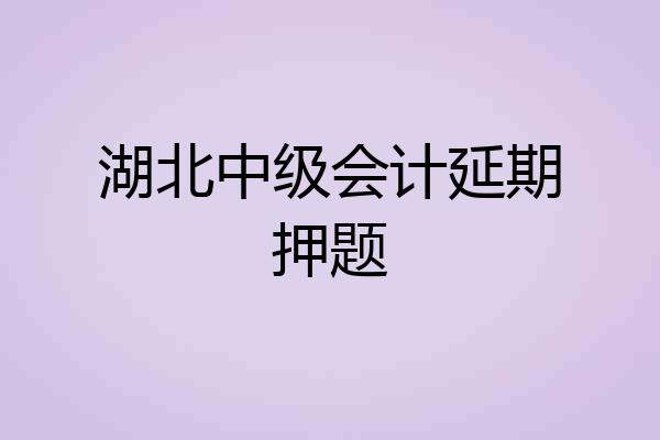 湖北中级会计延期押题