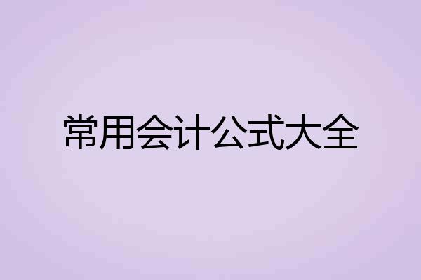 常用会计公式大全