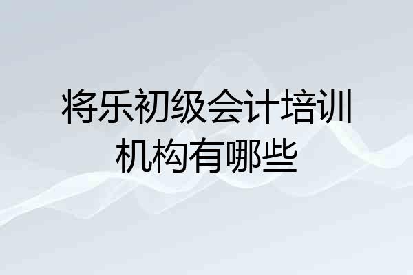 将乐初级会计培训机构有哪些