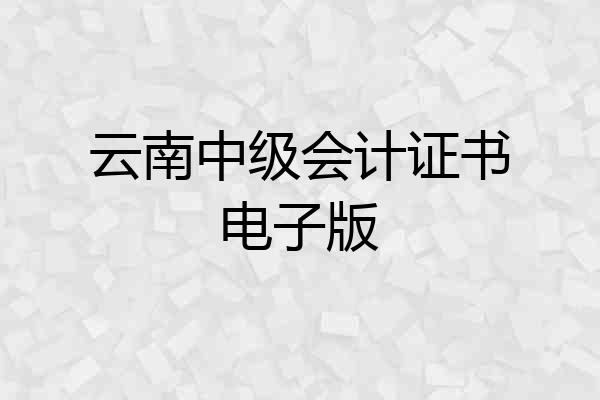 云南中级会计证书电子版
