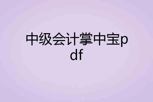 中级会计掌中宝pdf
