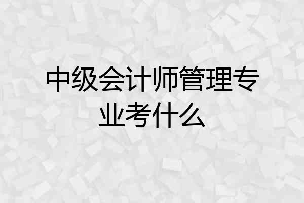 中级会计师管理专业考什么