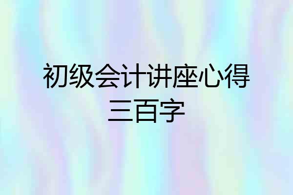 初级会计讲座心得三百字