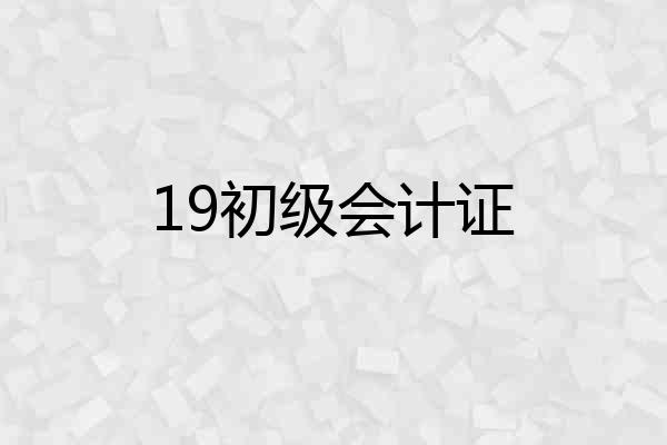 19初级会计证