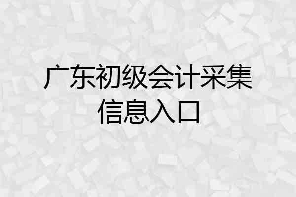广东初级会计采集信息入口