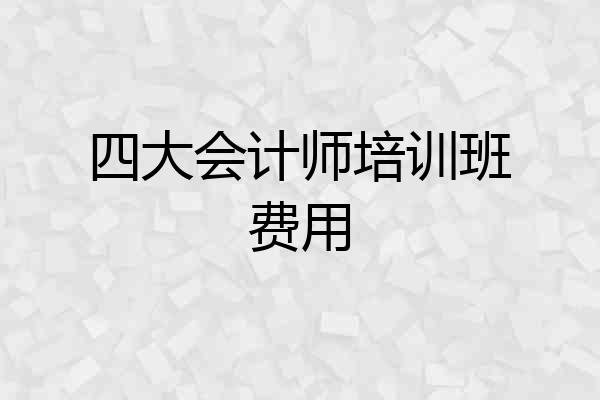 四大会计师培训班费用