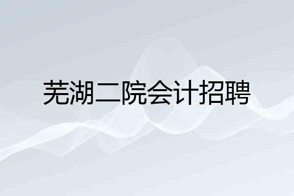 芜湖二院会计招聘