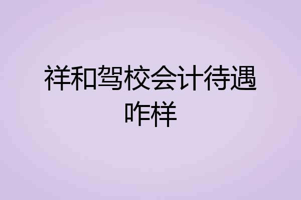 祥和驾校会计待遇咋样