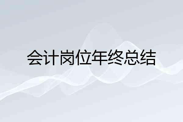 会计岗位年终总结