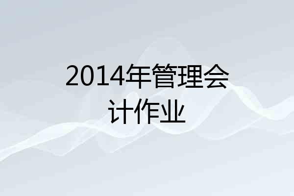 2014年管理会计作业