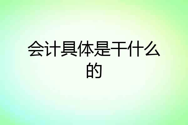 会计具体是干什么的