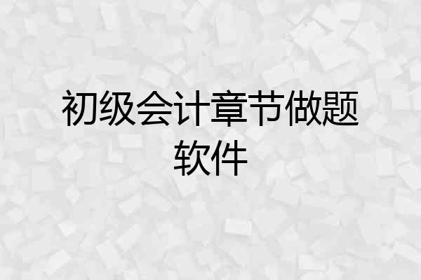 初级会计章节做题软件
