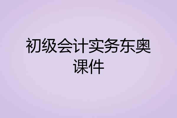 初级会计实务东奥课件