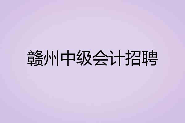 赣州中级会计招聘