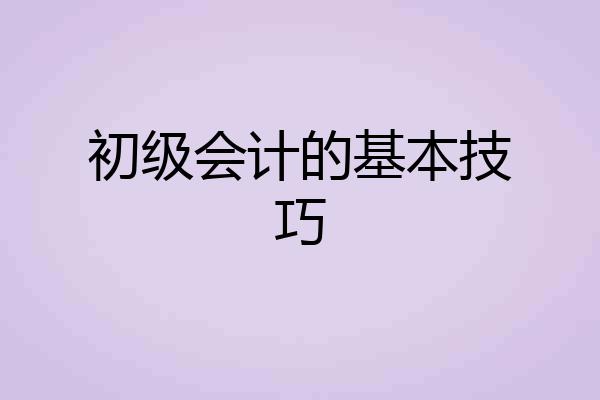 初级会计的基本技巧