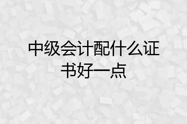 中级会计配什么证书好一点