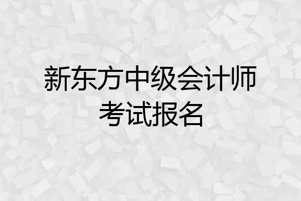 新东方中级会计师考试报名
