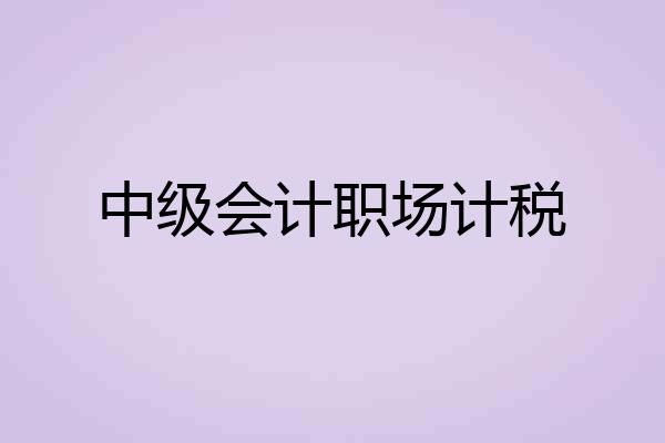 中级会计职场计税