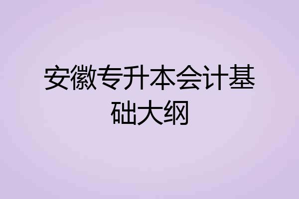 安徽专升本会计基础大纲