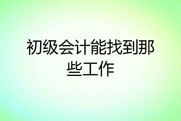 初级会计能找到那些工作