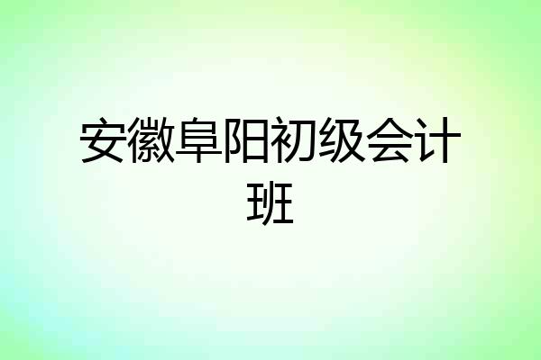 安徽阜阳初级会计班