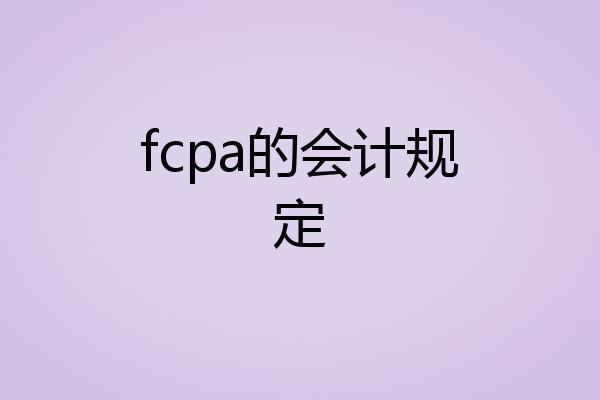 fcpa的会计规定