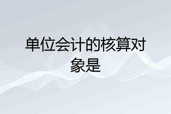 单位会计的核算对象是