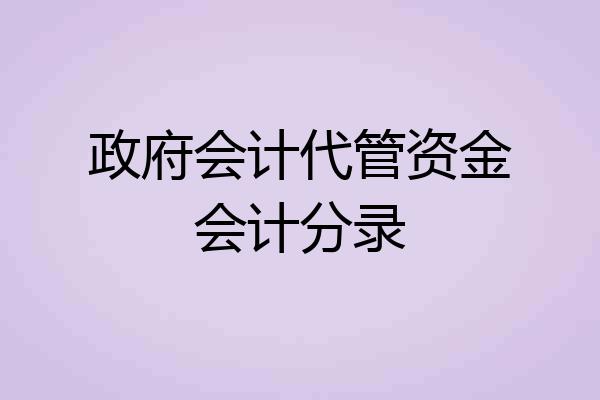 政府会计代管资金会计分录