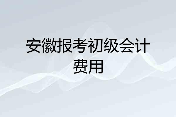 安徽报考初级会计费用