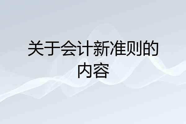 关于会计新准则的内容