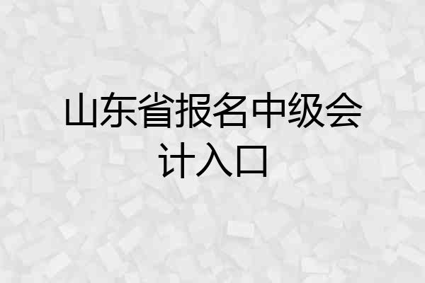 山东省报名中级会计入口