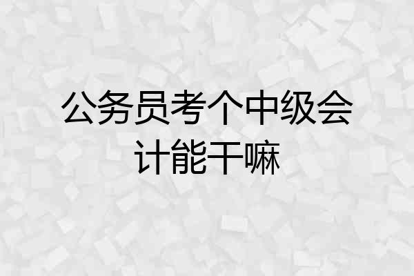 公务员考个中级会计能干嘛