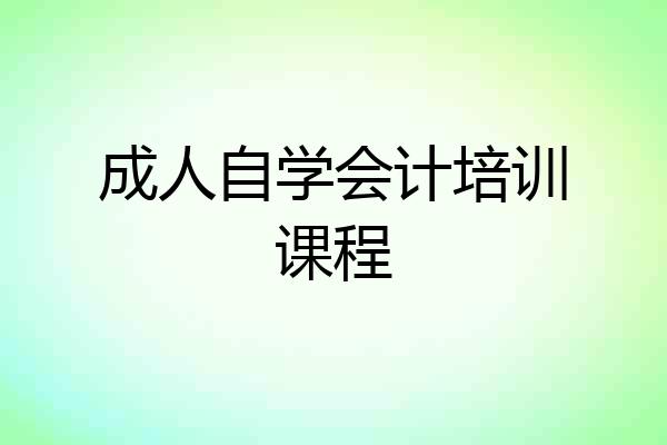 成人自学会计培训课程