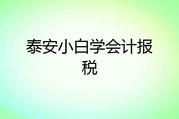 泰安小白学会计报税