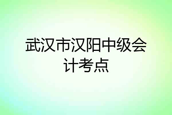 武汉市汉阳中级会计考点