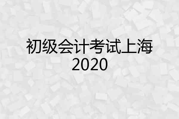 初级会计考试上海2020