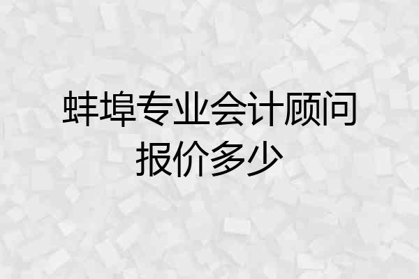 蚌埠专业会计顾问报价多少